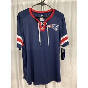 New England Patriots NFL Women's Lace Up V-Neck Shirt 2XL NFL Team Apparel‎